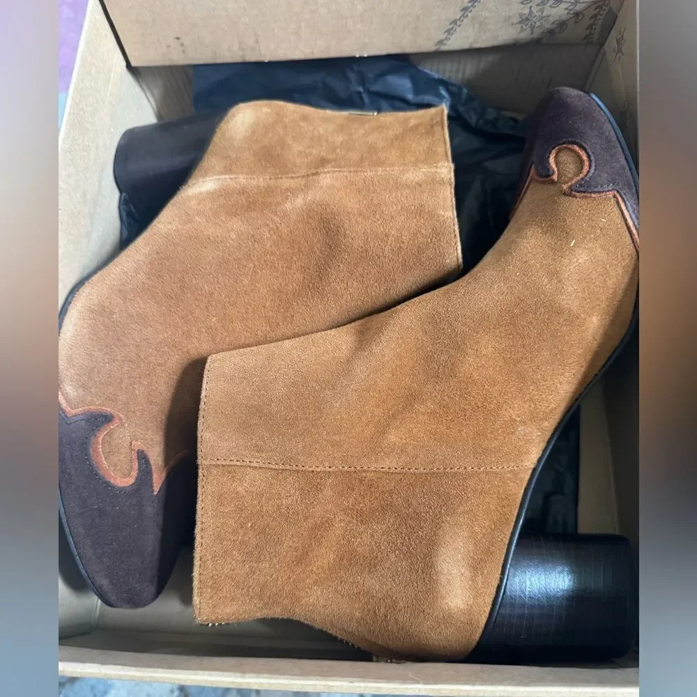 Free People Adelle Ankle Boot Brandy Suede